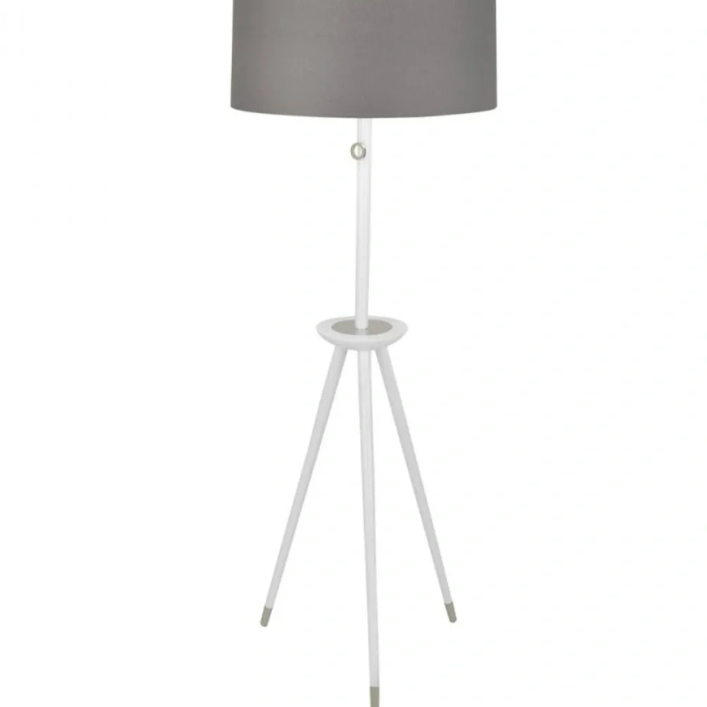 Johnathan Adler Gray and White Tripod Floor Lamp